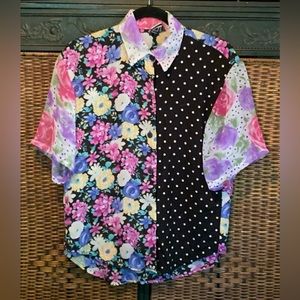 Multi Pattern Rayon and Sheer XS Blouse